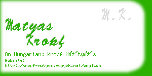 matyas kropf business card